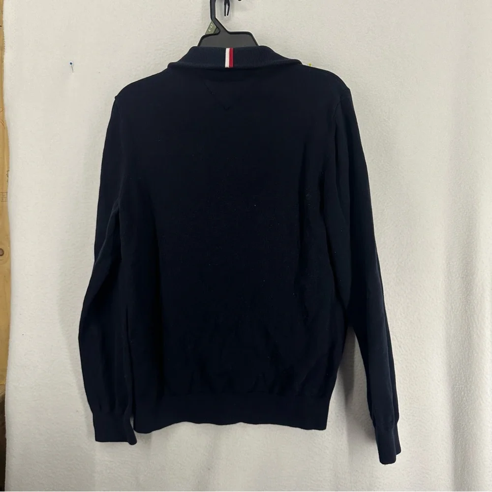 Tommy Hilfiger Quarter Zip Sweater Mens Medium‎ Navy Blue